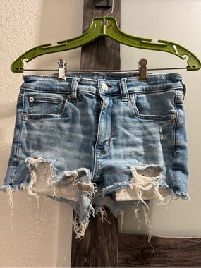 American Eagle Light Blue Denim Shorts with Contrast Stitching
